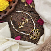 AD Stone Designer Addigai Short Neckpiece-Red-G7735