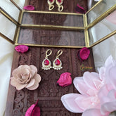 Vriksham AD Stone Tilak Shape Ring Type Earring-Red White-G18313