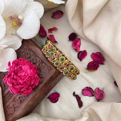 Vriksham Floral & Peacock Style Festive Gold-Toned Crystal Bangles-Red Green-G21615