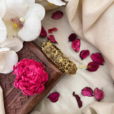 Vriksham Golden Lakshmi & Peacock Feather Crystals Bangles Kada-G21620