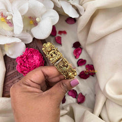 Vriksham Golden Lakshmi & Peacock Feather Crystals Bangles Kada-G21620