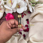 Vriksham Designer Golden Shine Blue & White Crystals Bangles-G21619