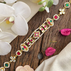 Vriksham Antique Kundan Jadau Sheeshphool-Red Green & White-J2791