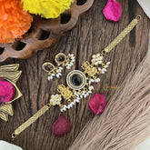 Premium Lakshmi Choker Neckpiece-Purple-Rice Pearls-G12816