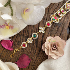 Vriksham Antique Kundan Jadau Sheeshphool-Red Green & White-J2791