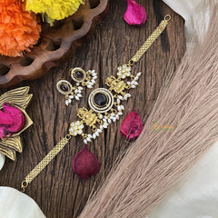 Premium Lakshmi Choker Neckpiece-Purple-Rice Pearls-G12816