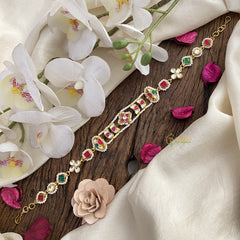 Vriksham Antique Kundan Jadau Sheeshphool-Red Green & White-J2791