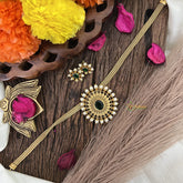 Vriksham Gold Look Alike Oval Pendant Addigai-Green-Pearl-G16302