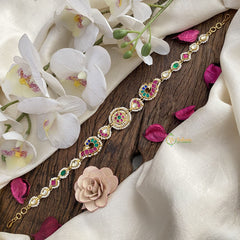 Vriksham Dual Peacock Kundan Jadau Sheeshphool-Red Green & Blue-J2796