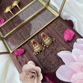 Vriksham Gold Look Alike Half Jhumka-Red-Gold Bead-G18296