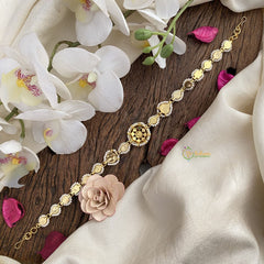 Vriksham Antique Floral Kundan Jadau Sheeshphool-Red White-J2818