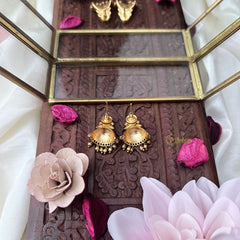 Vriksham Gold Look Alike Half Jhumka-Red-Gold Bead-G18296