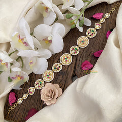 Vriksham Exquisite Coin Style Kundan Jadau Sheeshphool-Red Green & White-J2793