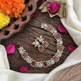 Vriksham Premium Maroon AD Stone Peacock Neckpiece-G16330