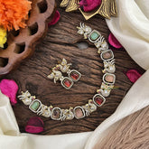 Vriksham Premium Multicolor AD Stone Peacock Neckpiece-G16327