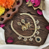 Vriksham Designer Gold Look Alike AD Stone Short Neckpiece-Green-G16316