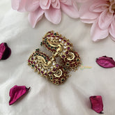 Vriksham Unique Designer Red Green Kemp Style Stone Jhumka-Pearl-G18207