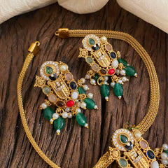 Premium Navratna AD Stone Tirupati Balaji Addigai Choker-G12071