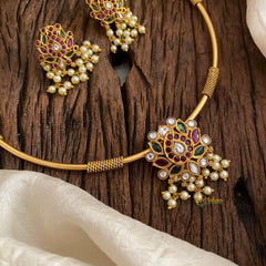 Exquisite AD Stone Pendant Hasli Choker-Lotus -G12100