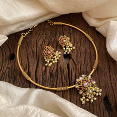 Exquisite AD Stone Pendant Hasli Choker-Lotus -G12100