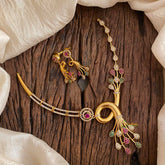 Premium AD Stone Peacock Hasli Choker-Red Green White-G12068