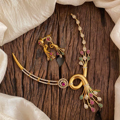 Premium AD Stone Peacock Hasli Choker-Red Green White-G12068