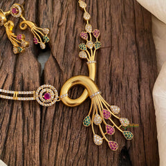 Premium AD Stone Peacock Hasli Choker-Red Green White-G12068