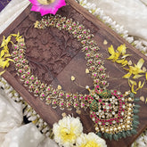 Vriksham Exquisite Pendant with two layer Kundan Jadau Long Neckpiece-Pastel Green Beads-J3685