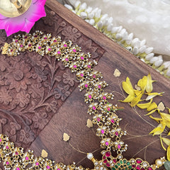 Vriksham Exquisite Pendant with two layer Kundan Jadau Long Neckpiece-Pastel Green Beads-J3685