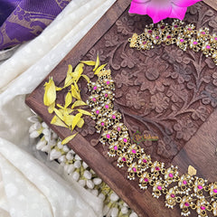 Vriksham Exquisite Pendant with two layer Kundan Jadau Long Neckpiece-Pastel Green Beads-J3685