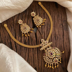 Premium Gold Alike AD Stone Addigai Choker-G12077