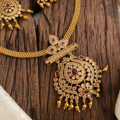 Premium Gold Alike AD Stone Addigai Choker-G12077