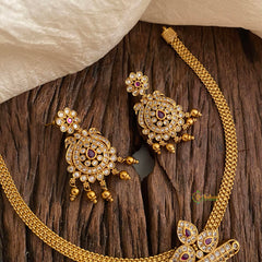 Premium Gold Alike AD Stone Addigai Choker-G12077