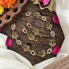 Premium Red AD Stone Short Neckpiece-G10664