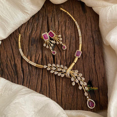 Elegant White Red AD Stone Hasli Choker-G12074