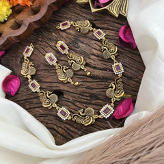 Premium Red AD Stone Short Neckpiece-G10664