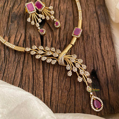 Elegant White Red AD Stone Hasli Choker-G12074