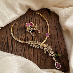 Elegant White Red AD Stone Hasli Choker-G12074