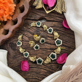 Vriksham Pentagon with Peacock Green Short Neckpiece-G16286
