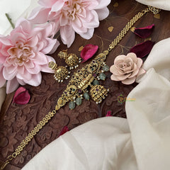 Vriksham Gold Dual Peacock Lakshmai Choker -Light Green Beds-Jhumka-G18167