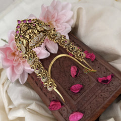 Vriksham Golden Ad Stone Lakshmi Sparkling Peacock Vangi /Armlet-Red Green-G18215