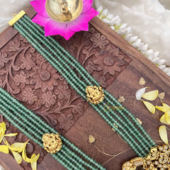 Vriksham Lakshmi With Dual Peacock Kundan Jadau Beaded Mala-White-J2911