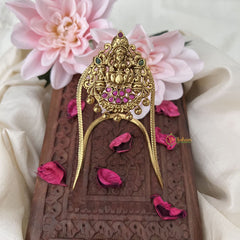 Vriksham Golden Lakshmi with Red Green Stone Vangi /Armlet-Golden Beads-G18214