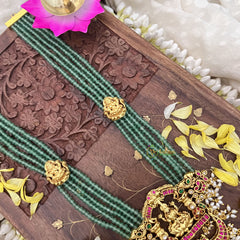 Vriksham Lakshmi With Dual Peacock Kundan Jadau Beaded Mala-Rice Pearl-Guttapusalu-J3721