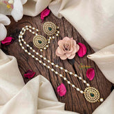 Vriksham Elegant Emerald Stone Pear Pendant Pearl Layer Chain Neckpiece-G21621