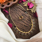 Unique Gold Alike Red Green AD Stone Nechpiece-Leaf-G14501