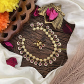 Vriksham Premium Tear Drop & Floral AD Stone Choker-Red-G16291