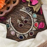 Vriksham Premium Multicolor AD Stone Short Neckpiece-G17932