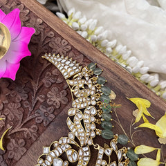 Vriksham Kundan Jadau Layered Short Neckpiece-Pastel Green Bead-White-J3728