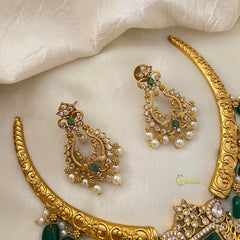 Premium AD Stone Hasli Choker-Filigree- Green-G12062